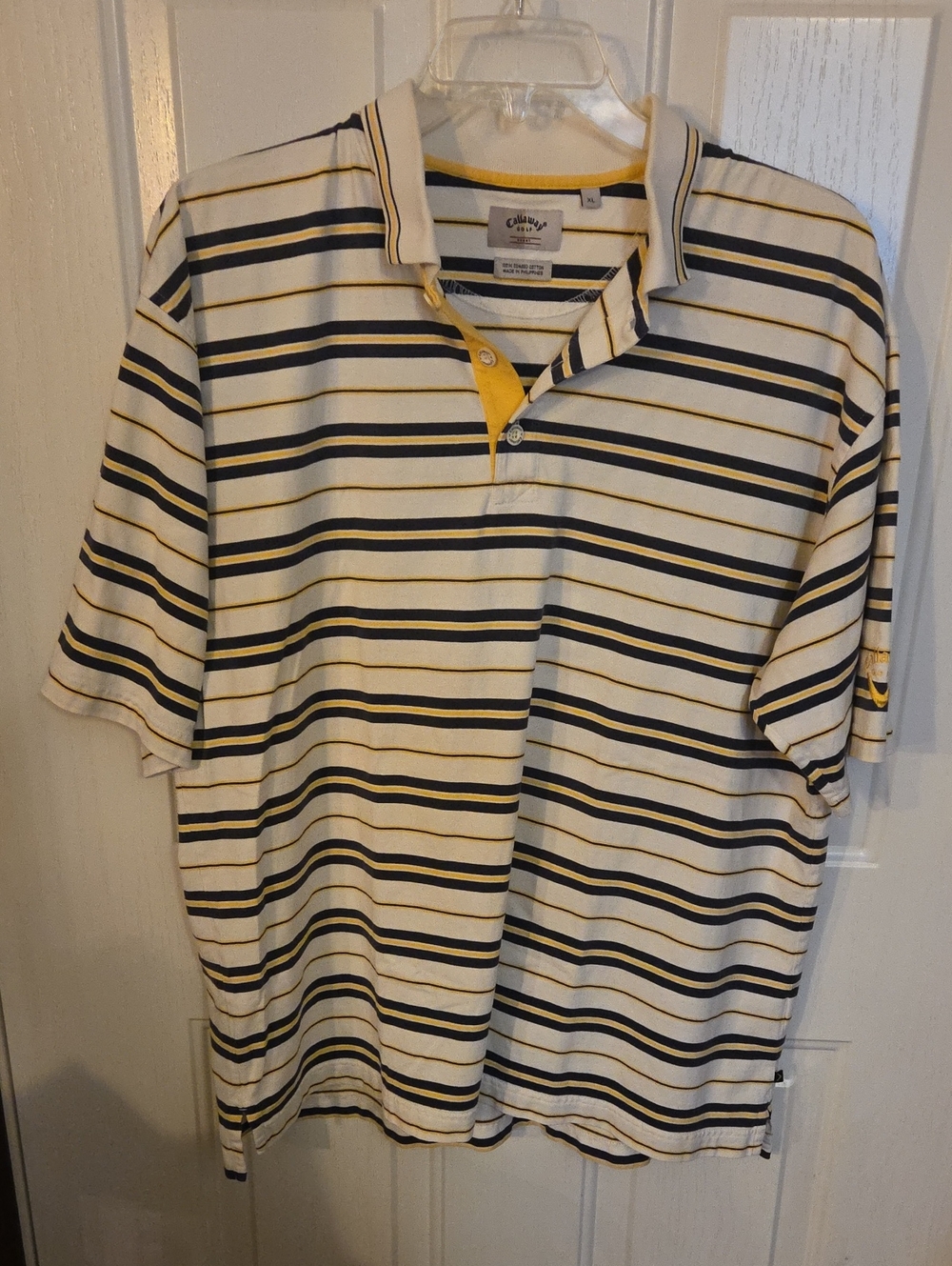 Callaway Men's Yellow & Navy Stripe Polo Shirt Size XL